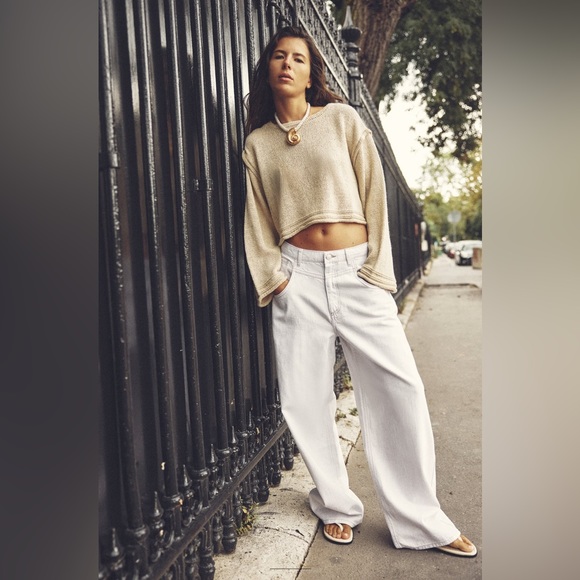 Zara | Pants & Jumpsuits | Linen Blend Wide Leg Pants Ecru 966324